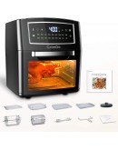 CalmDo Air Fryer Toaster Oven 12.7 Quarts, Rotisserie, Dehydrator, Convection Oven, 18 Functions to Fry, Roast, Dehydrate, Bake, Reheat, 10 Accessories & Recipe Included, Black