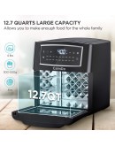 CalmDo Air Fryer Toaster Oven 12.7 Quarts, Rotisserie, Dehydrator, Convection Oven, 18 Functions to Fry, Roast, Dehydrate, Bake, Reheat, 10 Accessories & Recipe Included, Black