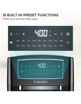 CalmDo Air Fryer Toaster Oven 12.7 Quarts, Rotisserie, Dehydrator, Convection Oven, 18 Functions to Fry, Roast, Dehydrate, Bake, Reheat, 10 Accessories & Recipe Included, Black