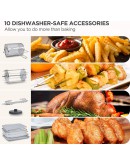 CalmDo Air Fryer Toaster Oven 12.7 Quarts, Rotisserie, Dehydrator, Convection Oven, 18 Functions to Fry, Roast, Dehydrate, Bake, Reheat, 10 Accessories & Recipe Included, Black