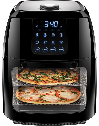 Chefman 6.3 Quart Digital Air Fryer+ Rotisserie, Dehydrator, Convection Oven, 8 Touch Screen Presets Fry, Roast, Dehydrate & Bake, BPA-Free, Auto Shutoff, Accessories Included, XL Family Size, Black