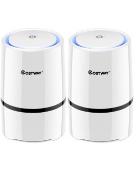 COSTWAY Set of 2 Air Purifier for Home w/Two True HEPA Carbon Filter, Low Noise, Night Light, Aromatherapy Diffuser with USB Cable