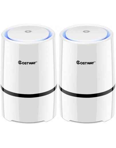 COSTWAY Set of 2 Air Purifier for Home w/Two True HEPA Carbon Filter, Low Noise, Night Light, Aromatherapy Diffuser with USB Cable