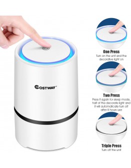 COSTWAY Set of 2 Air Purifier for Home w/Two True HEPA Carbon Filter, Low Noise, Night Light, Aromatherapy Diffuser with USB Cable