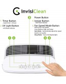 InvisiClean Claro Air Purifier - 4 in 1 True HEPA, Ionizer, Carbon + UV-C Sanitizer - Air Purifier for Allergies & Pets, Home, Large Rooms, Smokers, Dust, Mold, Allergens, Odor Elimination - IC-4524