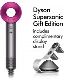 Dyson Supersonic Fast-Drying Gift Edition with Complimentary Stand for Hair Dryer and Attachments, Fuchsia