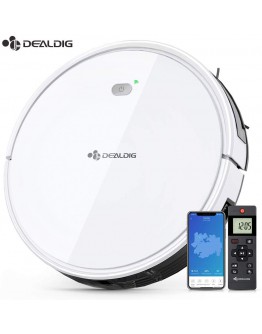 Dealdig Robot Vacuum Cleaner, 1300Pa Strong Suction, Low Noise, Self-Charging Robotic Vacuum Cleaner with Voice/APP/Remote Control