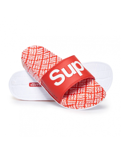 Superdry Aop Beach Slide Super Red and White Sliders